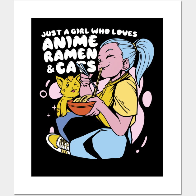 Anime Ramen Cat Lover Wall Art by Life2LiveDesign